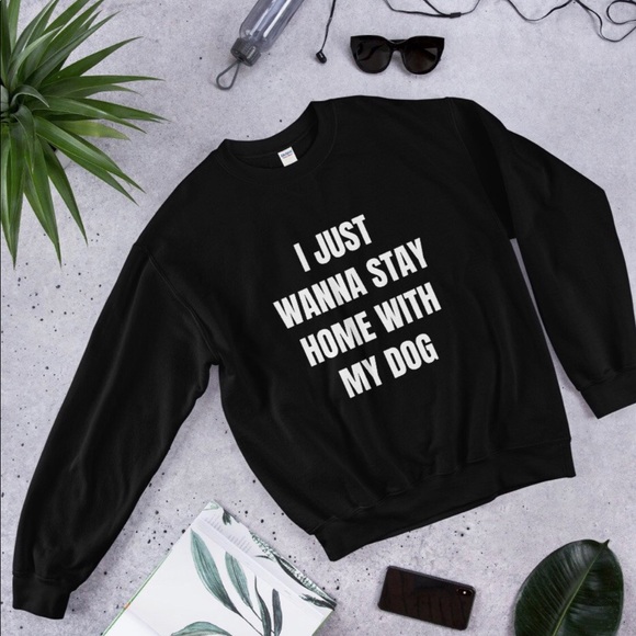 Dressed in Rad Sweaters - I Just Wanna Stay Home With My Dog Sweatshirt